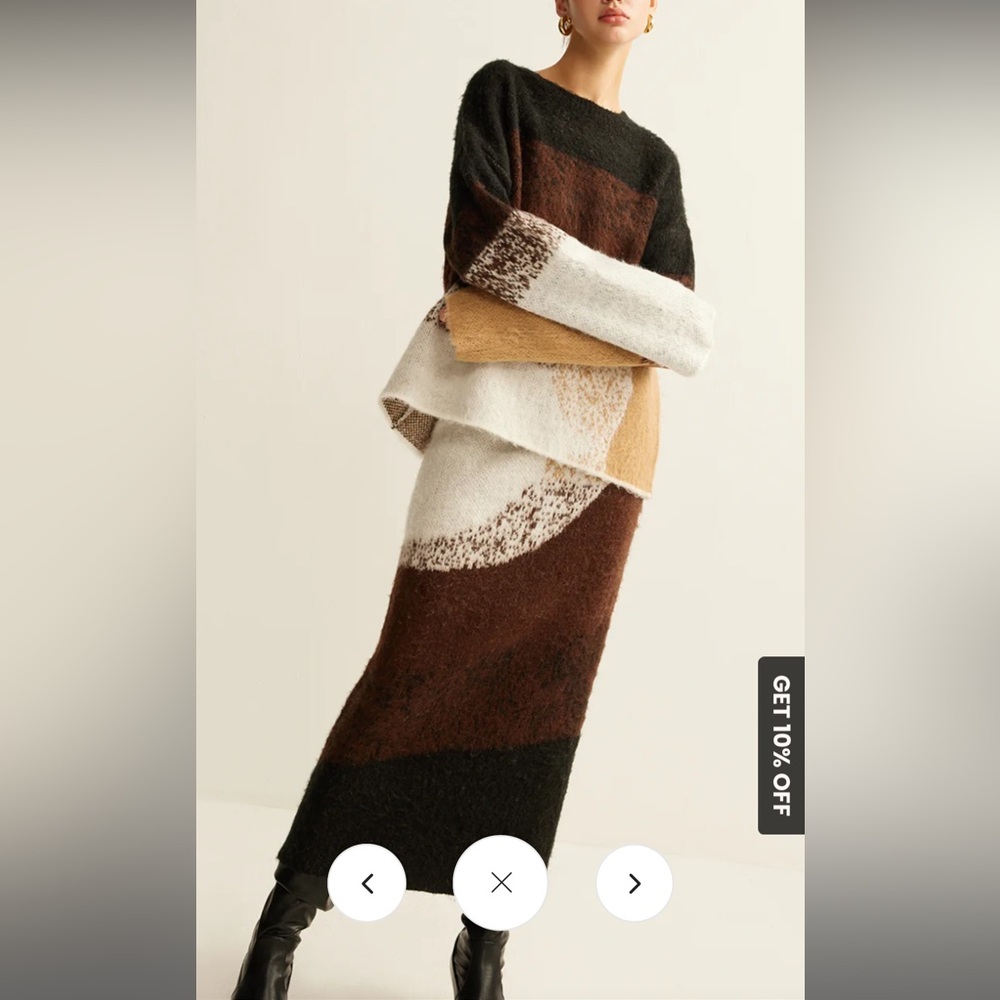 Anthropologie Brown and Cream Maxi Skirt - Picture 5 of 5